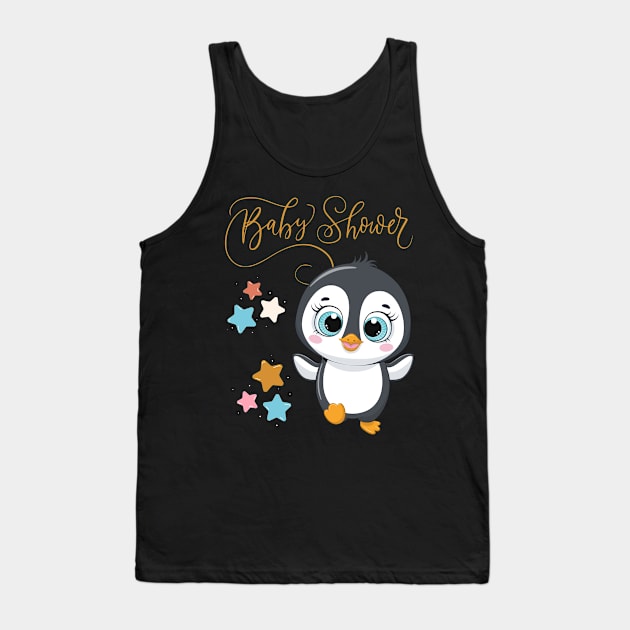 Baby shower Mommy to be Hello little One Sweet little penguin cute baby outfit Tank Top by BoogieCreates